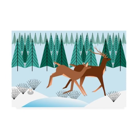 Marie Sansone 'Romping Reindeer' Canvas Art,12x19